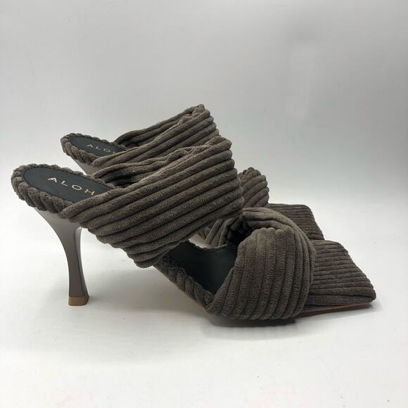 Free People Natasha Alohas Corduroy Twist Mule Slide Square Toe Coffee 37/7 - Picture 5 of 11